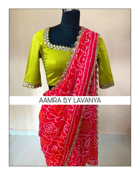 Bandini Blouses Designs, Bandhej Blouse Designs, Bandhej Saree Blouse Design, Bandini Saree Blouse Designs, Bandhni Blouse Designs Latest, Saree Jacket Designs, Blouse Designs Catalogue, New Saree Blouse Designs, Traditional Blouse Designs