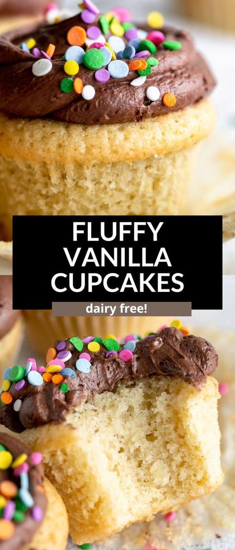 Dairy Free Cupcakes Vanilla, Best Dairy Free Cupcakes, Small Batch Dairy Free Cupcakes, Lactose Free Cupcakes, Dairy Free Chocolate Cupcake Recipe, Non Dairy Cupcakes, Dairy Free Vanilla Cupcakes, Dairy Free Deserts Easy Recipes, Lactose Free Cupcakes Recipes