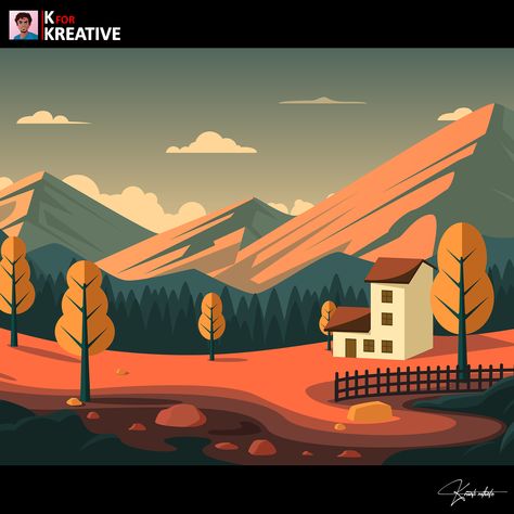 Sunset landscape vector illustration in adobe illustrator Illustrator Vector Art, Landscape Vector Illustration, Landscape Vector, Adobe Illustrator Vector, Illustrator Vector, Speed Art, Illustration Adobe Illustrator, Sunset Landscape, Landscape Illustration