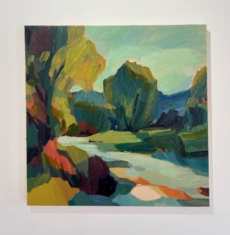 Belle Hawk – Georgina Hoby Scutt - ARTIST Colour Studies, Cool Palette, Abstract Landscapes, Contemporary Abstract Painting, Landscape Artwork, Square Canvas, Abstract Landscape Painting, Art Practice, Painting Class