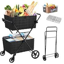 Rolling Laundry Cart, Folding Shopping Cart, Laundry Cart, Cart With Wheels, Grocery Cart, Pet Stroller, Utility Cart, Swivel Wheels, Card Storage