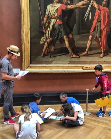 tudents filling in their #worksheets sitting on the floor of the #Louvre #museum in front of the #painting “Oath of the Horatii” by #French #artist David, #Paris #art #culture #education #Parismaville #Parisjetaime #villedeParis #parisfind #thestreetsofparis (at Musée du Louvre) Oath Of The Horatii, The Louvre Museum, The Louvre, Paris Art, Louvre Museum, Art Culture, On The Floor, The Floor, Louvre