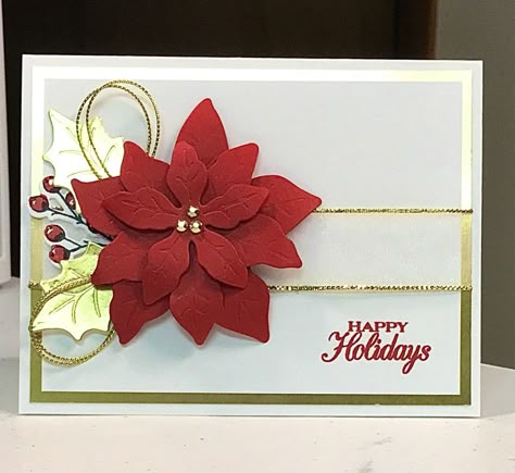 Stampin Up Poinsettia Petals Christmas Cards, Christmas Cards With Poinsettias, Su Poinsettia Petals Cards, Stampin Up Poinsettia Petals, Stampin Up Poinsettia Petals Cards, Poinsettia Petals Stampin Up Cards, Poinsettia Cards Handmade, Torn Cards, Decoration With Paper Flowers