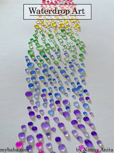 Watercolor Drop Art, Waterdrop Painting, Watercolor Water Drops, Water Drop Painting, How To Paint Water Drops, Water Drops Painting, Paint Raindrops, Water Droplet Painting, Paint Water Droplets