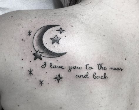 Too The Moon And Back Tattoo, Moon Memorial Tattoo, I Love You To The Moon Tattoo, Tattoo Ideas Love You To The Moon And Back, Love U To The Moon And Back Tattoo, Star Memorial Tattoo, Love To The Moon And Back Tattoo, I Live You To The Moon And Back Tattoo, Tattoo Ideas Moon And Stars