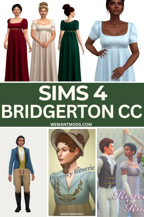 Sims 4 Regency Mod, Victorian Mods Sims 4, Sims4 Decades Cc, Historic Sims 4 Cc, Sims 4 Cc Bridgerton Clothes, Sims Regency Cc, Ts4 Bridgerton, 1800 Sims 4 Cc, Sims 4 Bridgerton House