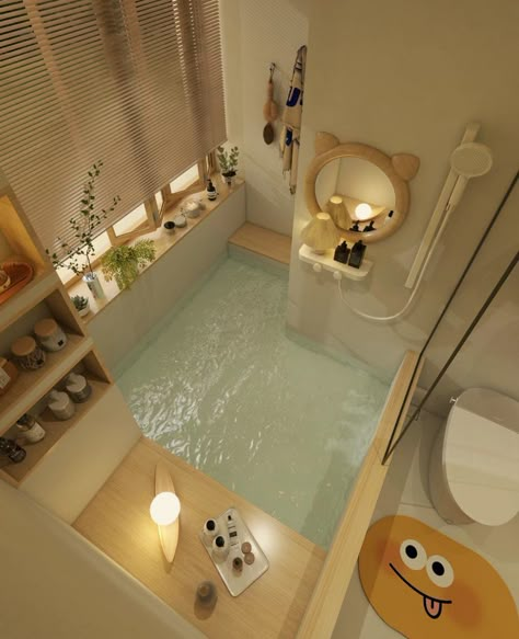 Cute Apartment Layout, Korean Bathroom Aesthetic, Douyin House, Aesthetic Apartment Bathroom, Cozy Bathroom Aesthetic, Korean Bathroom, Aesthetic Toilet, Japan Bathroom, Bathroom Cute