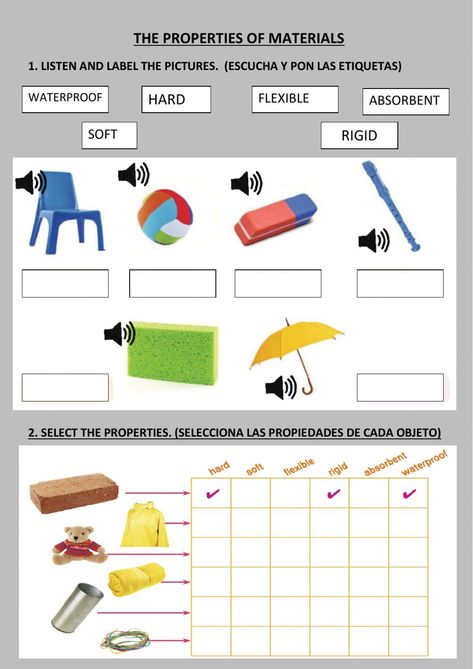 Materials interactive activity for 2º. You can do the exercises online or download the worksheet as pdf. Properties Of Materials Activities, Properties Of Materials Worksheet, Alphabet Writing Practice, The Worksheet, Alphabet Writing, Natural Science, Materials Science, 1st Grade Worksheets, English Activities