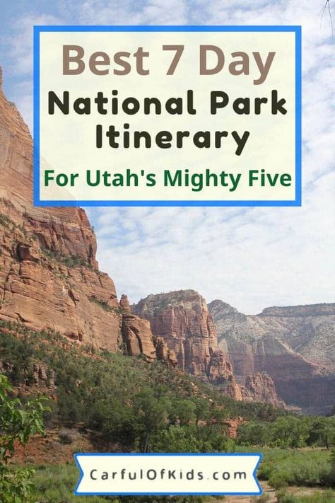 Utah National Park Itinerary from Las Vegas | The Mighty 5 | Carful of Kids Utah Roadtrip, Utah National Parks Road Trip, Utah Parks, 7 Day Itinerary, Utah Trip, National Park Itinerary, National Park Lodges, Vacation 2024, Utah Vacation