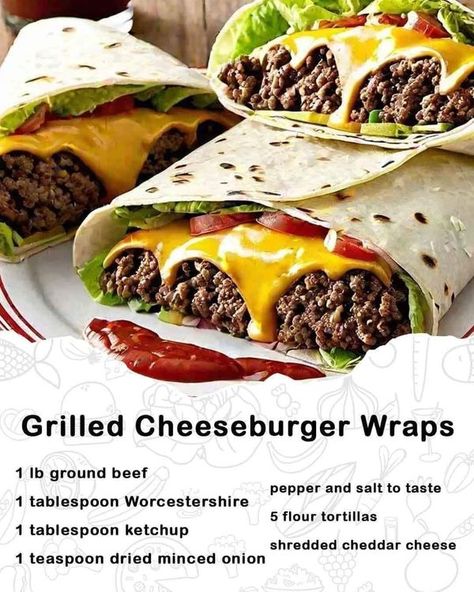 Cheeseburger Wraps, Yummy Sandwiches, Single Serving Recipes, Chicken Piccata, Grandmas Recipes, Wrap Recipes, Wrap Sandwiches, Fried Food, Recipes For Beginners