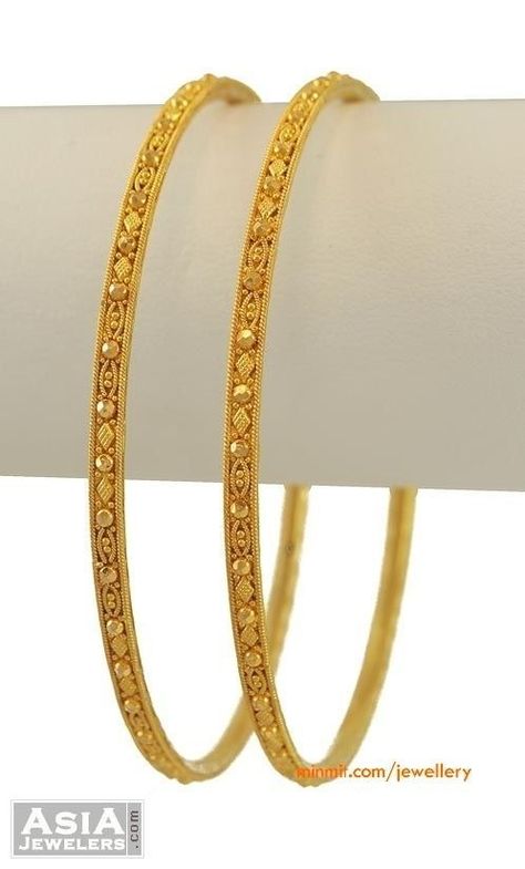 Simple Gold Bangle, Plain Gold Bangles, 22k Gold Bangles, Gold Bangles Indian, Bangle Design, Gold Bangles For Women, Gold Bangle Set, Modern Gold Jewelry, Bangles Gold