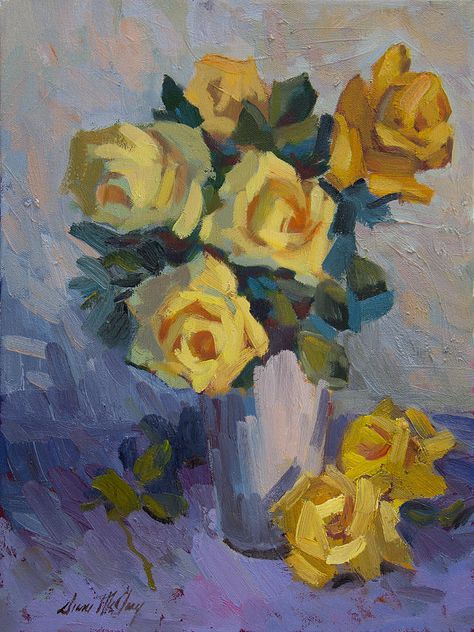 Painting Yellow Flowers, Rose Painting Acrylic, Yellow Flowers Painting, Roses Beautiful, Painting Yellow, Human Figures, Painting For Home, Oil Painting Flowers, Yellow Painting