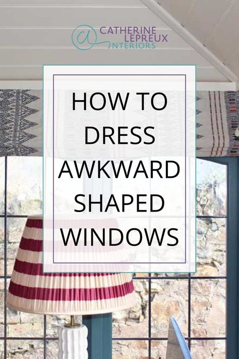 In Scotland, we're frequently tasked with designing curtains for bay windows. These awkward shaped windows are commonplace around here, and standard curtains generally don't match their shape. We're excited to share some inspiration for bespoke curtains for bay windows. Head to our blog for additional curtain ideas and solutions specially designed for unusual shaped windows, such as splayed bay, bow window or a square bay window. Half Bay Window Curtains, Farmhouse Curtains For Bay Window, Short Curtains For Bay Window, Arch Window With Curtains, Drapes Bay Window, Bay Window Drapery Ideas, Curtains To One Side Of Window, Half Circle Window Covering Ideas, Roman Shades Bay Window