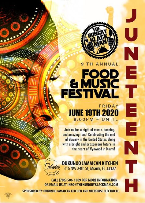 Juneteenth Flyer, Juneteenth Celebration Ideas, Juneteenth Celebration, Celebration Ideas, Crafts Room, Diy Crafts Room Decor, South Florida, Amazing Food, Music Festival