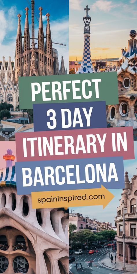 Barcelona travel guide featuring iconic architecture with the text "Perfect 3 Day Itinerary in Barcelona" from spaininspired.com. 3 Days Barcelona Itinerary, Barcelona Itinerary, Travel In Spain, Best Places To Travel, 72 Hours, Barcelona Spain, Three Days, Amazing Destinations, Tourist Attraction