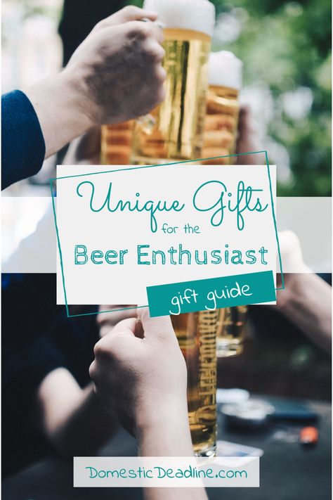 Find unique and fun beer-themed gifts for the home brewer, beer snob, beer enthusiast or hobbyist on your list. Gift guide DomesticDeadline.com Beer Present Ideas, Christmas Gifts For Beer Lovers, Mini Beer Pong, Beer Themed Gifts, Beer Christmas Gifts, Beer Chiller, Beer Accessories, Beer Can Holder, Cheap Beer