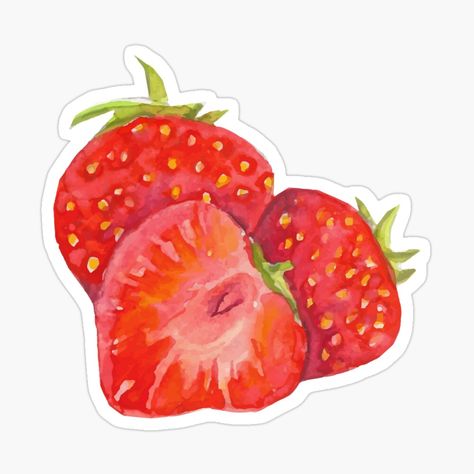 Strawberry Sticker Aesthetic, Strawberry Mouse, Strawberry Sticker, Journal Pics, Strawberry Water, Bujo Stickers, Strawberry Art, Sticker Design Inspiration, Home Lock Screen