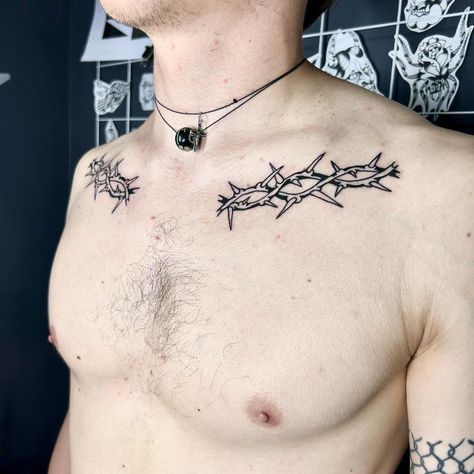 Tattoos Trending, Septum Tattoo, Collar Bone Tattoos, Collar Bone Tattoo For Men, Collarbone Tattoos, Doe Tattoo, Barcode Tattoo, Collarbone Tattoo, Bone Tattoo