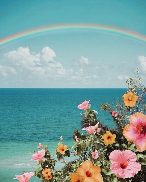 Weekends filled with blue skies and activities that make your heart smile 🩵🌺 #pinterest Hawaii Playlist Cover, Pink Island Aesthetic, Luau Aesthetic, Beach And Flowers, Summer Ios, Hawaii Wallpaper, Pink Hawaii, Hawaii Landscape, Ocean Flowers