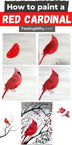 How To Paint a Cardinal On a Snowy Branch { Easy Beginner Painting } Bird Painting Acrylic, Cardinal Painting, Red Cardinal Bird, Christmas Paintings On Canvas, Bird Canvas, Cardinal Bird, Painting Art Lesson, Red Bird, Christmas Canvas