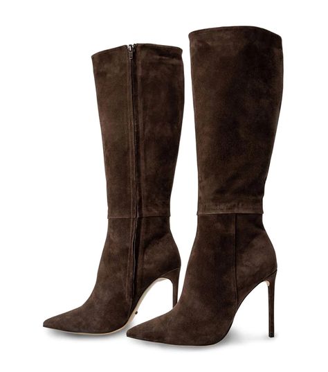 Apollo Espresso Suede Calf Boots | Boots | Tony Bianco USA | Tony Bianco US Shot Of Espresso, Thigh High Boots Flat, Shop Boots Online, Shop Boots, Metallic Shoes, Tony Bianco, Suede Boots Knee High, Low Boots, Slingback Shoes