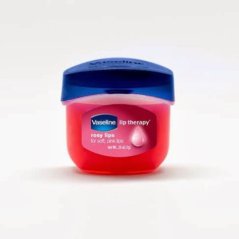 Vaseline Rosy Lips, it's slightly tinted and smells like roses. Perfect for those no makeup, makeup days! I got mine at Target! Cherry Vaseline, Red Vaseline, Pink Vaseline Aesthetic, Rose Vaseline, Rosy Vaseline, Vaseline Pink Lips, Mini Vaseline, Vaseline Rose Lip Therapy, How To Smell Like Roses