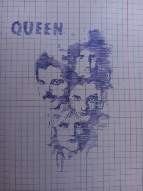 Queen Drawing Band, Queen Drawing Easy, Queen Band Drawing, Dot Drawings, Black Sketchbook, Queen Humor, Queen Drawing, Small Sketchbook, Dotted Drawings