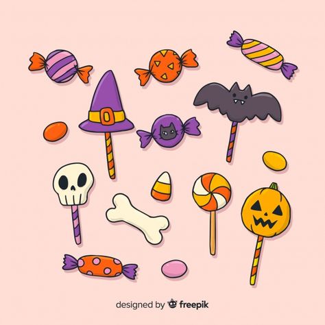 Cactus Nails, Cute Halloween Drawings, Bat Hanging, Candy Drawing, Candy Pictures, Candy Clipart, Dulces Halloween, Hanging Upside Down, Candy Collection