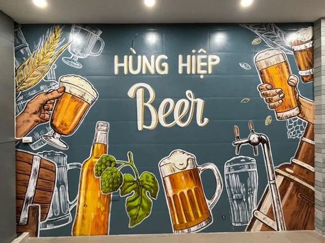 Beer Painting, Brewery Design, Beer Wall, Cafe Wall Art, Nightclub Design, Beer Art, Beer Pub, Shop Front Signage, Wall Murals Painted