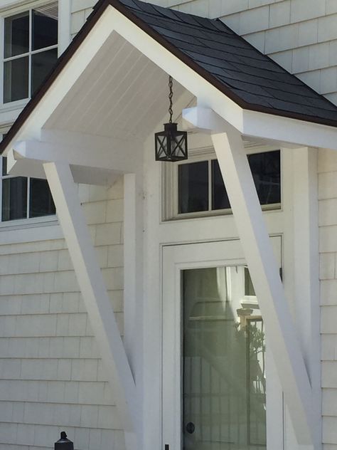 Small Overhang Front Door, Adding Front Door Overhang, Add Overhang To Front Door, Gable Awning Over Door, Roof Over Back Door, Door Overhang Ideas Front Door, Adding An Awning To Front Door, Gable Roof Over Front Door, Over The Door Awning