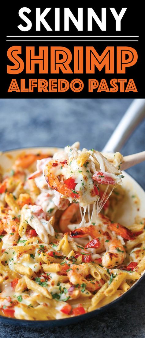 Skinny Shrimp Alfredo Pasta Bake - Damn Delicious Healthy Meals With Shrimp, Healthy But Delicious Recipes, Tea Infographic, Appetizer Vegan, Spinach Spaghetti, Alfredo Pasta Bake, Parmesan Spinach, Low Calorie Recipes Dinner, Avocado Eggs