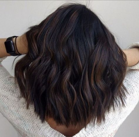 Dark Red Hair Color Balayage, Dark Hair With Ombre Balayage, Dark Black Hair Styles, Level 3 Hair With Balayage, Two Tone Brunette Hair Dark, Dark Brown Hair Balayage Short Straight, Dark Hair Color Money Piece, Fall Hair 2023 Dark, Fall 2023 Mid Length Hair