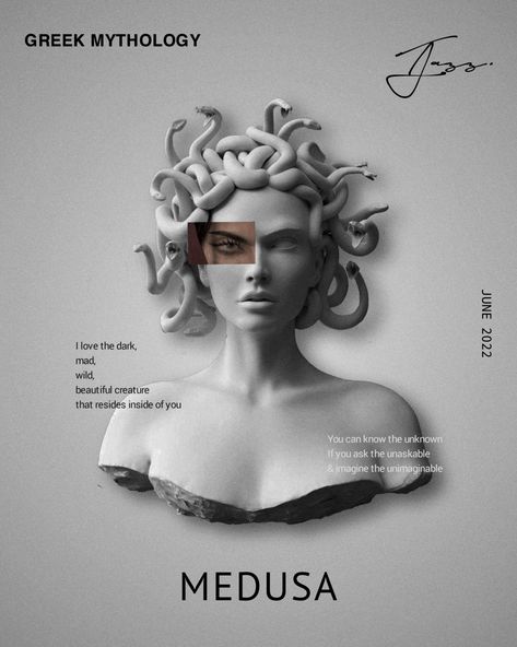 Greek God Graphic Design, Greek Design Graphic, Mythology Graphic Design, Greek Mythology Graphic Design, Greek Poster Design, Greek Branding, Modern Greek Gods, Medusa Poster, Greek Mythology Wallpaper