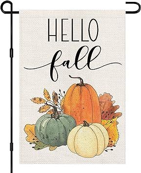 Hello Fall Pumpkin Garden Flag 12x18 Inch Double Sided, Autumn Sign Seasonal Yard Outdoor Thanksgiving Decor DF310 Outdoor Thanksgiving Decor, Fall House Flags, Fall Decor Signs, Outdoor Thanksgiving, Pumpkin Garden, Fall Garden Flag, Pumpkin House, Outside Decorations, Fall Thanksgiving Decor