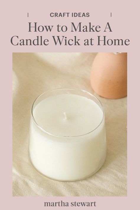 This simple cotton wick is a must for your handmade candle projects. As an option, you can dip your wick in melted wax or oil before using but the clean cotton will light just as easily and burn cleanly. #marthastewart #crafts #diyideas #easycrafts #tutorials #hobby Diy Candle Wick With Yarn, Diy Candle Wick, Make A Candle, Candle Projects, Candle Wick, Handmade Candle, Clean Cotton, Handmade Candles, Diy Candles