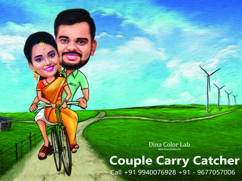 Perfect personalized cartoon Caricature Gifts Available @ dinacolorlab.com Now you can capture moments of your life and loved ones with more than just a picture. Call Now: +91 - 9677057006 / 91 - 9940076928   #caricature #caricaturegift #caricaturephotos #caricaturecouplephotos #caricatureonline #caricatureframe Carry Catcher, Caricature Online, Caricature Wedding Invitations, Caricature Gifts, Caricature Wedding, Salon Shampoo, Capture Moments, Person Cartoon, Color Lab