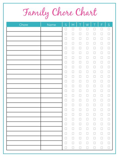 Printable Family Chore Chart Template Chores List Ideas, Family Chore Charts Printable, Chore Chart For Family, Free Chore Chart, Chore Chart Family, Chore List For Adults Free Printable, Weekly Chore Chart Template, Chore List Template, Free Chore Chart Printables Templates