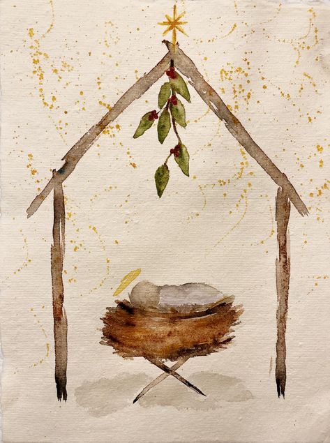 Deni Fender my friend this watercolor... - The Vintage Pebble Paint With Me, Christmas Canvas Art, Christmas Landscape, Christmas Card Art, Diy Watercolor Painting, Watercolor Christmas Cards, Paint Cards, Watercolor Flower Art, Diy Watercolor