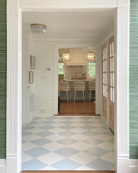 Hayden Gregg on Instagram: "A classic checkerboard floor for a beautiful historic home in Augusta" Vintage Kitchen Checkered Floor, Checkerboard Floor Mudroom, Porcelain Checkered Floor, Checkered Pathway, Painted Checkerboard Floor, Checkered Floor, Southern Porches, Checkerboard Floor, Color Checker