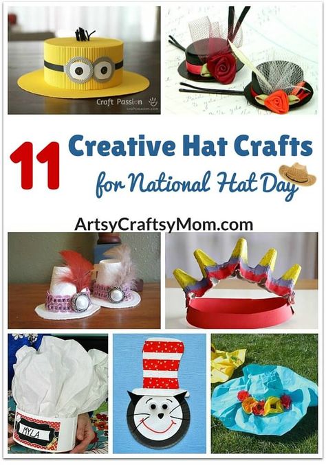 Who ever said that hats were out of style? Join your kids in bringing hats back with these creative hat crafts for National Hat Day. Kindergarten Crazy Hat Day, Silly Hat Ideas, Hat Parade Ideas, Fun Hats Diy, Silly Hats For Kids Diy, Diy Crazy Hat Day Ideas, How To Make A Hat, Crazy Hat Day Ideas For Adults, Crazy Hat Day Ideas For Kids