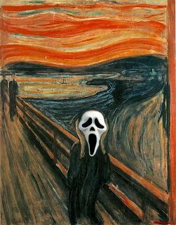 FHT: Visualizar "The Ghostface is based on The Scream painting by Edvard Munch" The Scream Painting, Ghostface Aesthetic, Munch Scream, Scream Parody, Screaming Drawing, Scream Painting, Colorized History, Ghostface Scream, Horror Artwork