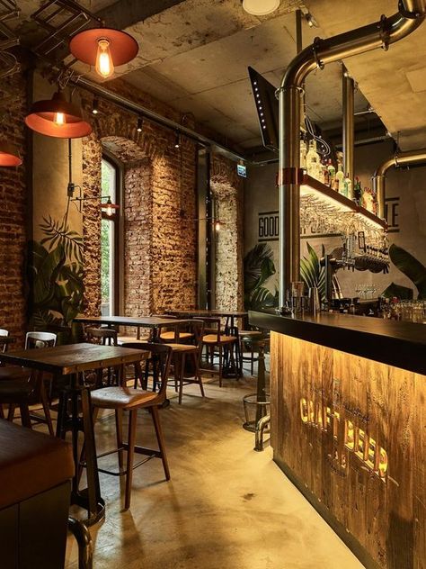 Tiki Restaurant Interior Design, Rustic Brewery Interior Design, Rustic Pub Interior Design, Bar Interior Design Rustic, Taproom Interior Design, Rustic Bar Restaurant, Rustic Restaurant Interior Design Ideas, Restobar Interior Design, Bar Interior Design Pub