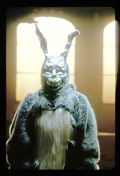 Donnie Darko Movie Stills, Donnie Darko Bunny, Donnie Darko Mask, Donnie Darko Rabbit, Donnie Dark, Frank Donnie Darko, Realism Practice, Horror Portrait, Horror Earrings