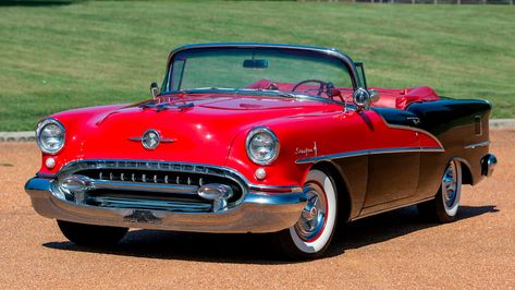 1955 Oldsmobile, American Classic Cars, Convertible Top, Bugatti Veyron, Us Cars, Tyre Shop, Car Ads, S Car, Mecum Auction