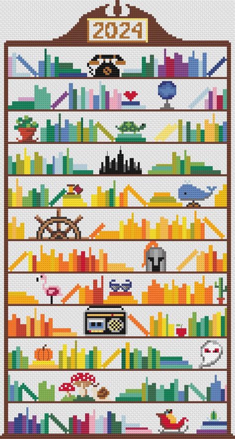 Book Shelf Cross Stitch Pattern, Cross Stitch Library, Cross Stitch Weather Chart, Cross Stitch Bookshelf, Cross Stitch Temperature Pattern, Temperature Cross Stitch Pattern, Cross Stitch Temperature Chart, Tempature Quilts, Temperature Embroidery