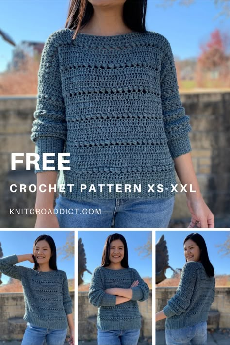 Easy Crochet Sweater Pattern: Bead Stitch Pullover - KnitcroAddict Pola Sweater, Easy Crochet Sweater, Pullover Sweaters Pattern, Crochet Apparel, Crochet Garments, Crochet Sweater Free, Crochet Sweater Pattern, Bead Stitch, Crochet Cardigan Pattern Free