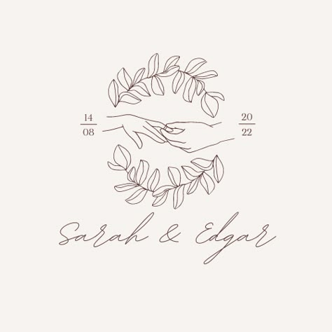 Minimalist wedding logo. Line art couple hands. Couple names wedding Engagement Line Art, Wedding Couple Logo Design, Wedding Line Drawing, Wedding Line Art, Mains Couple, Engagement Card Design, Line Art Wedding, Chinese Decorations, Hands Couple