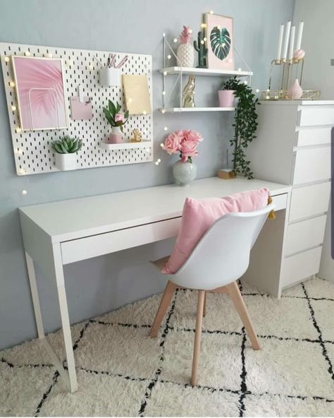 Workspace Ideas, Office Decorations, Study Room Decor, Teen Room Decor, Office Workspace, Room Design Bedroom, Girl Bedroom Decor, Home Office Space, Teen Room