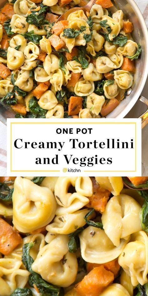 Pan Pasta Recipes, One Pan Pasta Recipes, Skillet Tortellini, Frozen Tortellini, Pan Pasta, Creamy Tortellini, Potato Spinach, One Pan Pasta, Tortellini Recipes