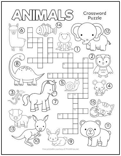 Help kids learn more about animal life with this free printable crossword puzzle. Our crosswords provide spelling and language practice – and when they’re done, it doubles as a coloring sheet! Cross Words Puzzle For Kids, Wordsearches For Kids Free Printable, Kids Crossword Puzzles, Free Printable Crossword Puzzles, English Games For Kids, Word Puzzles For Kids, Creative Writing For Kids, Drawing Games For Kids, Language Practice